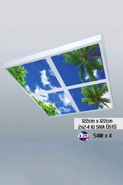 Gökyüzü Panel 124cm X 124cm-dörtlü- Led-sıva Üstü-216w-otel Led Aydınlatma-avize Modelleri-lighting ürün görseli 1