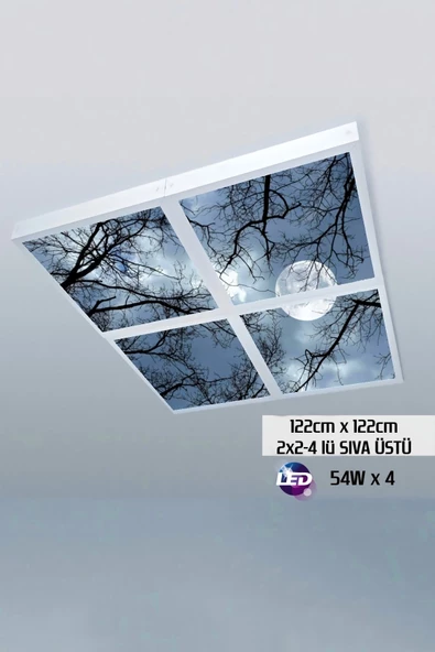 Gökyüzü Panel 124cm X 124cm-dörtlü- Led-sıva Üstü-216w-yatak Odası Led Aydınlatma-avize Modelleri-a+ ürün görseli 1