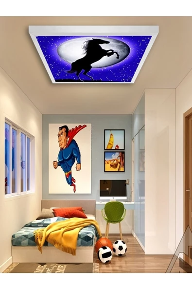 Gökyüzü Panel Yeni Genç Odası Avize-60cmx60cm-54watt Kare-led-6500 Kelvin (beyaz)-30m2 Alan Homojen Aydınlatma- ürün görseli 1