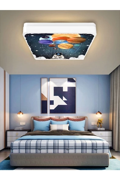 Gökyüzü Panel Space-astronot Avize-led Avize-25watt-30cm X 30cm, Çocuk Odası Avize, Avize Modelleri ürün görseli 1