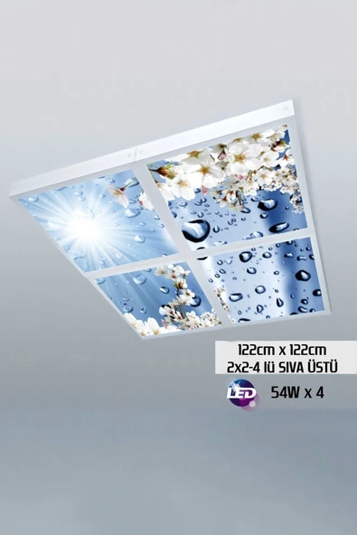 Gökyüzü Panel 124cm X 124cm-dörtlü- Led-sıva Üstü-216watt-tavan-led Aydınlatma-avize Modelleri-ışık ürün görseli 1