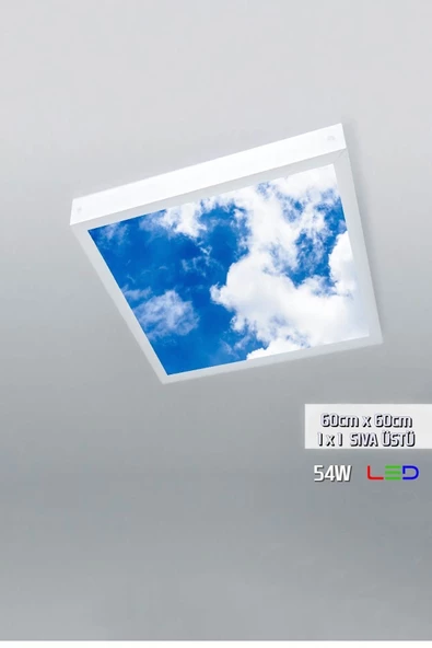 Gökyüzü Panel 1x1-tekli-60x60-tavana Yapışık Led Panel-54w-sıva Üstü Avize-kolay Montaj-bulutlu- Led ürün görseli 1