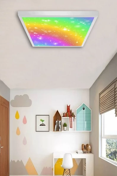 Gökyüzü Panel Genç Odası Avize-60cmx60cm-54watt Led-6500 Kelvin (beyaz)-gökkuşağı Avize-hd Alan Homojen Aydınlatma ürün görseli 1