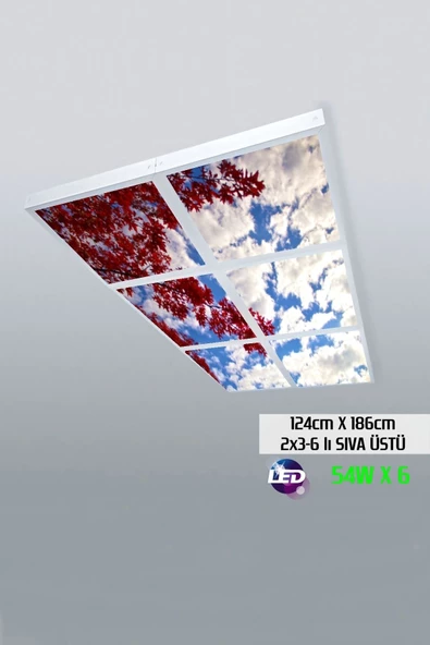 Gökyüzü Panel 124cm X 186cm-altılı- Led-sıva Üstü-324 Watt-salon Led Aydınlatma-avize Modelleri-led Işık ürün görseli 1