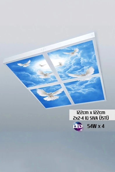 Gökyüzü Panel 124cm X 124cm-dörtlü- Led-sıva Üstü-216w-avukatlık Bürosu Led Işıkları-avize Modelleri ürün görseli 1