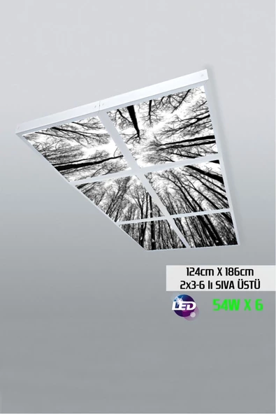 Gökyüzü Panel 124cm X 186cm-altılı- Led-sıva Üstü-324 Watt-mağaza Led Aydınlatma-avize Modelleri-led Işık ürün görseli 1