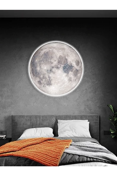 Gökyüzü Panel Yatak Odası Aplik Moon Led Aplik 30cm Çap Led 25watt ürün görseli 1