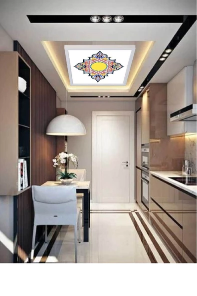 Gökyüzü Panel 60x60 Ledli, Karom Desenli Baskılı Avize, Yeni Nesil Hd Avzie, 54w-beyaz Işık ürün görseli 1