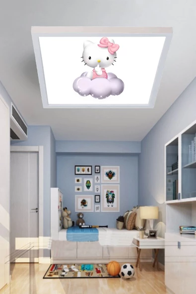 Gökyüzü Panel Hello Kitty 60x60 Çocuk Odası Led Avize Yeni Nesil Led Avize ürün görseli 1