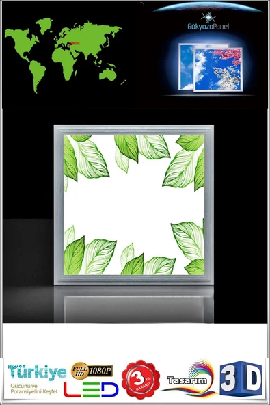 Gökyüzü Panel Baskılı Led Panel Aydınlatma Beyaz Çerçeve 54w Led Avize 60 cm x 60 cm ürün görseli 1