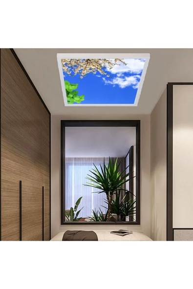 Gökyüzü Panel Modern Salon Avize 54watt- Kare 60cmx60cm -Yeni Tasarım Aydınlatma- Tavana Yapışık Model ürün görseli 1