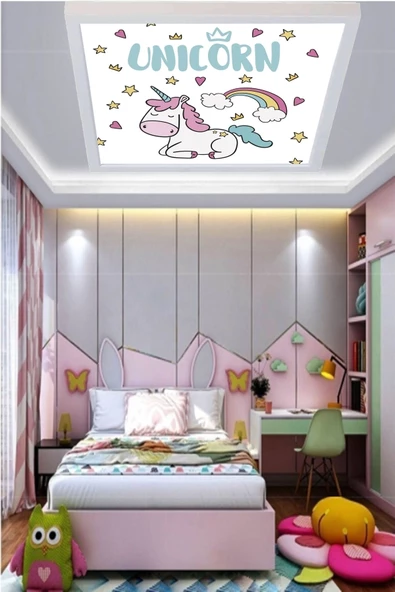 Gökyüzü Panel Unicorn Tasarım Led Avize 60x60 Ledli Beyaz Kasa ürün görseli 1