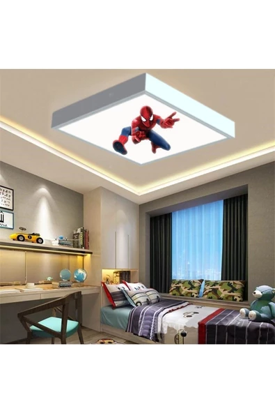Gökyüzü Panel Spider Man Çocuk Odası Led Avize- 42w 60cmx60cm Beyaz Işık ürün görseli 1