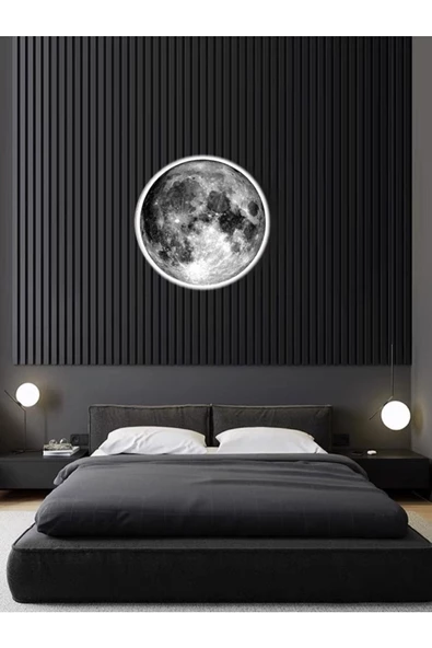 Gökyüzü Panel Moon Led Aplik, 30cm Çap, Led 25 Watt, Modern Aplik, Duvar Aplik, Yatak Odası Aplik, Duvar Lambası ürün görseli 1
