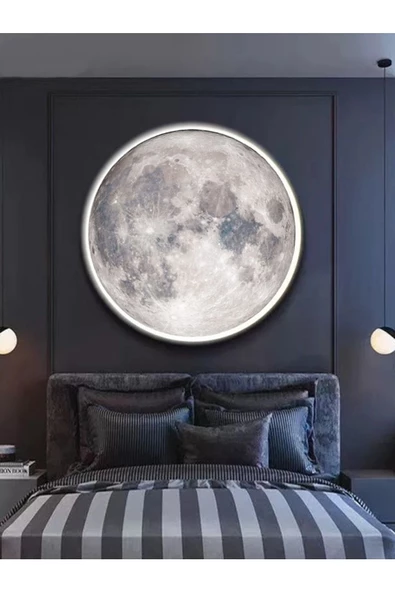 Gökyüzü Panel Moon Led Aplik,30cm Çap, Led 25watt, Modern, Duvar Aplik, Yatak Odası Aplik,salon Aplik Modelleri ürün görseli 1