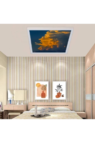 Gökyüzü Panel Yatak Odası 54watt Led Işık-60cmx60cm Kare Avize-led Salon Avize-tavana Yapışık-kolay Montaj Avize ürün görseli 1
