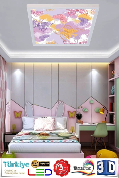 Gökyüzü Panel Modern Desenli Tavan Avize 54w Led Aydınlatma 60cmx60cm Çerçeveli ürün görseli 1