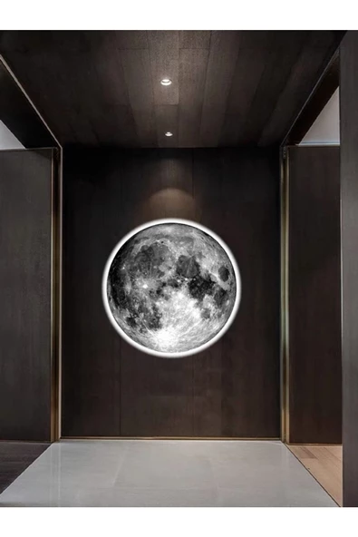 Gökyüzü Panel Moon Led Aplik, 30cm Çap, Led 25watt, Modern, Duvar Aplik, Yatak Odası Aplik, Duvar Lambası, New Art ürün görseli 1