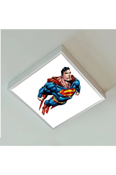 Gökyüzü Panel Süpermen Yeni Nesil Avize-60cmx60cm-54w Güç-led 6500k Beyaz Işık-dijital Baskılı Çocuk Avize ürün görseli 1