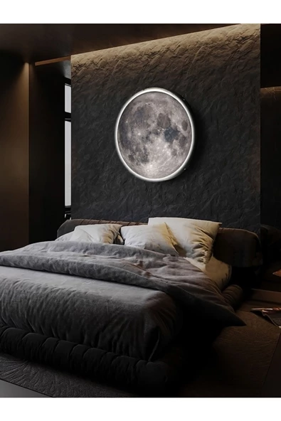 Gökyüzü Panel Moon Led Aplik, 30cm Çap Led 25watt, Modern, Duvar Aplikleri,yatak Odası Aplik,duvar Aplik Modelleri ürün görseli 1