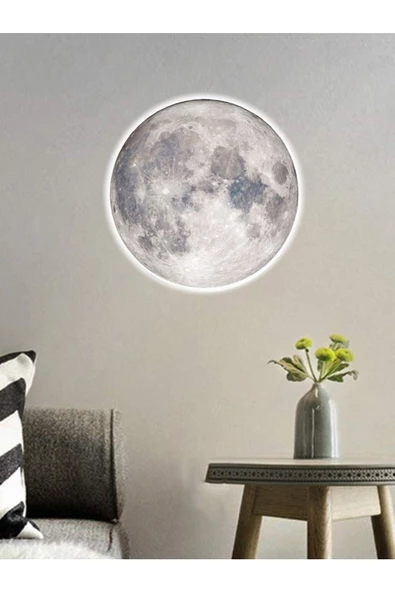 Gökyüzü Panel Salon Aplik-moon Led Aplik,30cm Çap, Led 25watt Modern Duvar Aplik Yatak Odası Aplik Duvar Lambası ürün görseli 1