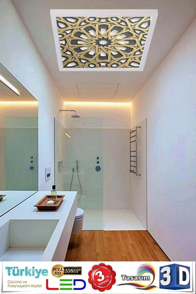 Gökyüzü Panel 3d Baskılı Led Avize Mimari Desen Tavan 54w Led Aydınlatma 60cmx60cm ürün görseli 1