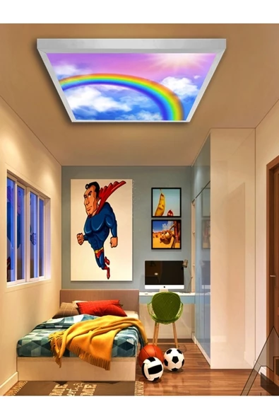 Gökyüzü Panel Çocuk-odası-avize-30x30-24w-led-armatür-genç-odası-avize-panel-en-şık-genç-odası-avize-modelleri ürün görseli 1