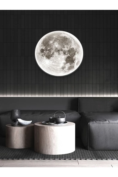 Gökyüzü Panel Trend Ürün Moon Led Aplik,30cm Çap, Led 25watt, Modern, Duvar Aplik, Yatak Odası Aplik,duvar Lambası ürün görseli 1