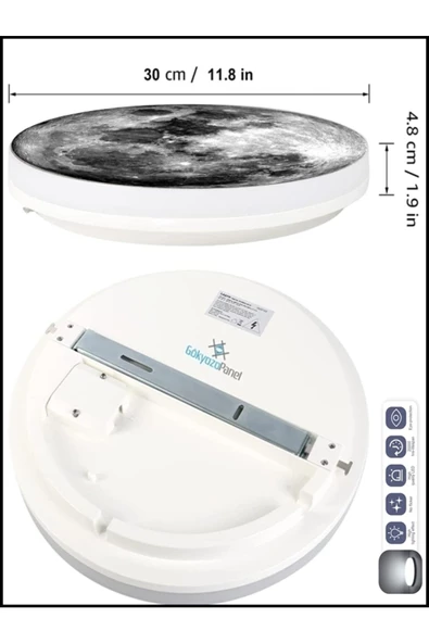 Gökyüzü Panel Moon Led Aplik 30 cm Çap 25watt - Resim 5