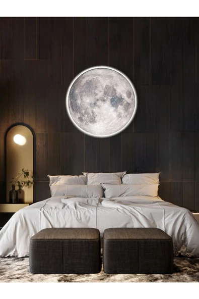 Gökyüzü Panel Yatak Odası Led Aplik-moon Led Aplik,30cm Çap, Led 25watt, Modern, Duvar Aplik, Yatak Odası Aplik-a+ ürün görseli 1
