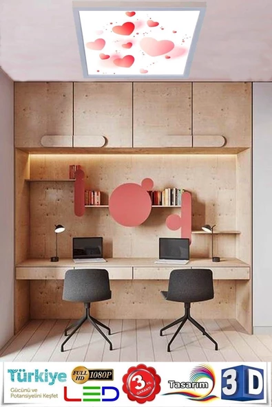 Gökyüzü Panel Beyaz Metal Çerçeveli 54w Led Panel Kalbim Tasarım Avize ürün görseli 1