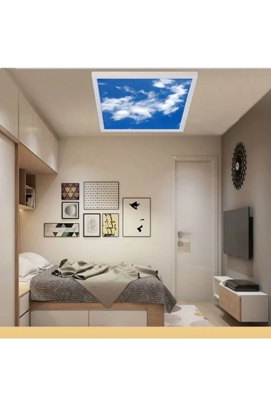 Gökyüzü Panel Modern Yeni Nesil 60x60 Ledli-tavan Avize-bulutlu Gökyüzü-54watt-tavana Yapışık Lamba-salon Avize-uv ürün görseli 1