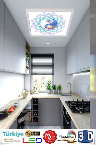 Gökyüzü Panel Ying-yang Model Led Panel Avize 54w Led Aydınlatma 60cmx60cm ürün görseli 1