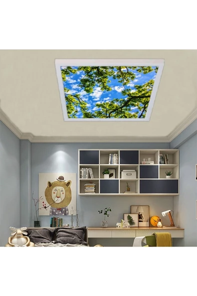 Gökyüzü Panel Salon Avize- 54watt - 60x60 -led Aydınlatma-tavana Yapışık-kolay Montaj Avize- Beyaz Çerçeve ürün görseli 1