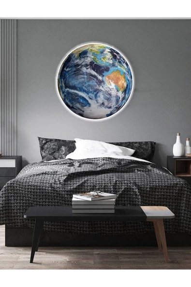 Gökyüzü Panel World Model,led Aplik, 30cm Çap,led 25watt, Modern,duvar Aplik, Yatak Odası Aplik,yatak Başı Aplik, ürün görseli 1