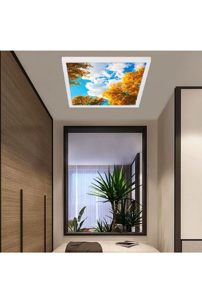 Gökyüzü Panel 54watt-60x60 -led Salon Avize- Sonbahar Yeni Tasarım Aydınlatma- Tavana Yapışık-kolay Montaj Avize ürün görseli 1