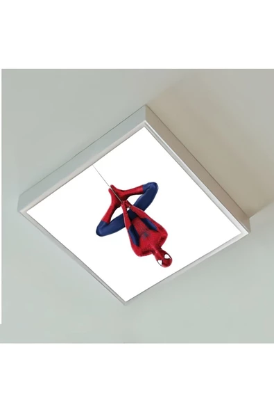 Gökyüzü Panel Spiderman Çocuk Avize-lamp 54w Güçlü Aydınlatma-60x60 Beyaz Kare Çerçeve ürün görseli 1