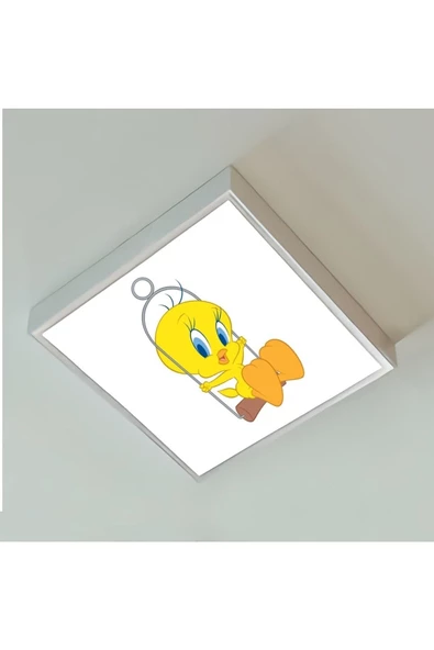 Gökyüzü Panel Tweety Çocuk Led Lamba-54w Göz Yormayan Aydınlatma-60cmx60cm Kare-beyaz Işık,beyaz Metal Çerçeve ürün görseli 1