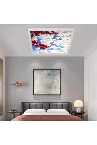 Gökyüzü Panel 54watt Yatak Odası Ledli Avize-60cm X 60cm Kare Aydınlatma- Tavana Yapışık Model-kolay Montaj Avize ürün görseli 1