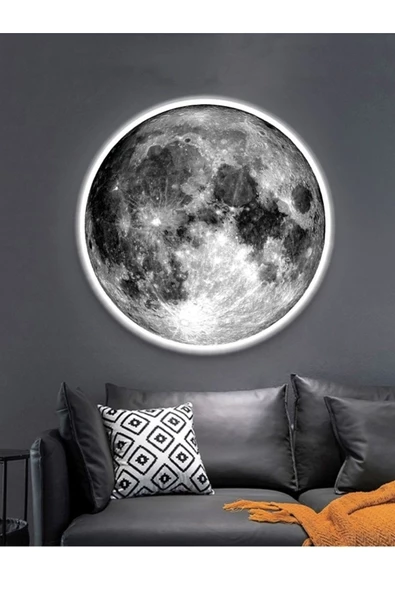 Gökyüzü Panel Moon Led Aplik, 30cm Çap, Led 25watt, Duvar Aplik, Yatak Odası Aplik, Duvar Lambası, Aplik Modelleri ürün görseli 1
