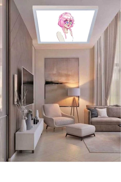 Gökyüzü Panel Relax Girl-genç Odası Led Aydınlatma Avize- 54w Modern Tasarım 60x60 -beyaz Işık-tavan Lambası ürün görseli 1
