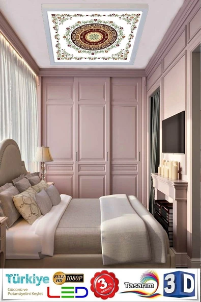 Gökyüzü Panel Kibar Tasarım Desenli Led Tavan 54w Avize 60cmx60cm ürün görseli 1