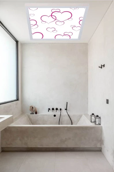 Gökyüzü Panel Banyo Avize Kalp Tavana Model 48w Beyaz Çerçeveli ürün görseli 1