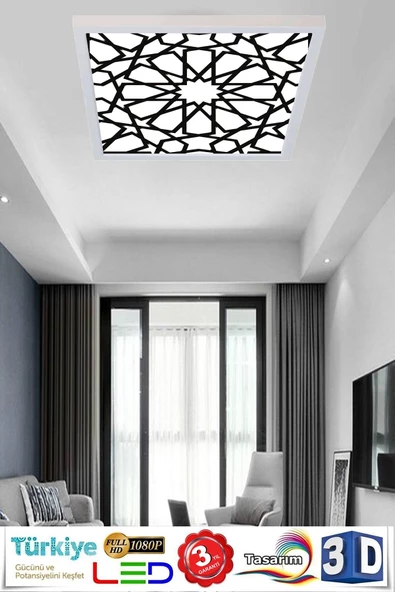 Gökyüzü Panel Selçuklu Desen 54w Yeni Nesil Aydınlatma 60x60 Led Avize ürün görseli 1