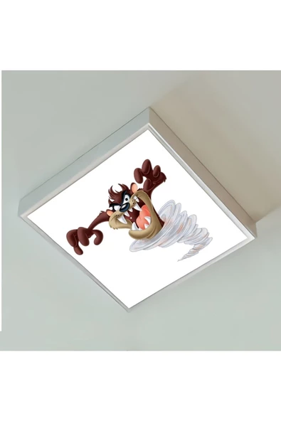 Gökyüzü Panel Tazmanya Canavarı,çocuk Led Lamba-54w Aydınlatma-60cmx60cm Kare-beyaz Işık-metal Çerçeve ürün görseli 1