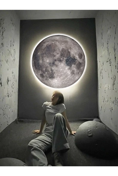 Gökyüzü Panel Moon,led Aplik,30cm Çap Led 25watt, Modern,duvar Aplik,led, Yatak Odası Aplik,yatak Başı Aplik, New ürün görseli 1