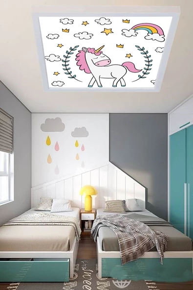 Gökyüzü Panel Çocuk Avize Unicorn Tasarım Led Avize Yeni Tasarım ürün görseli 1