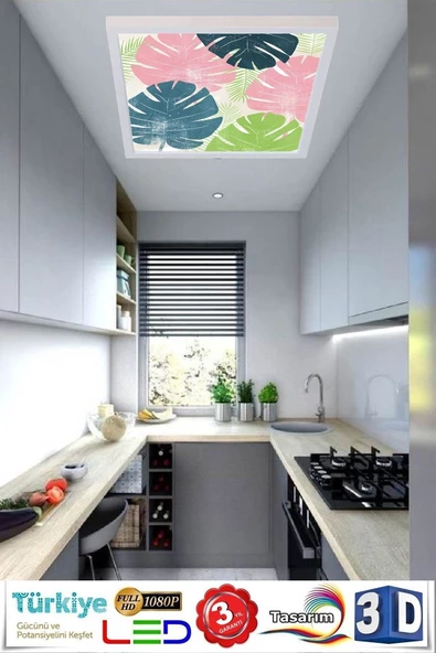 Gökyüzü Panel 60cmx60cm-54w -led Avize,pinke Model Özel Tasarım Tavan Aydınlatma ürün görseli 1