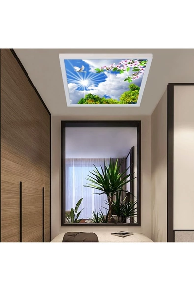 Gökyüzü Panel Uv Baskı 54watt-kare 60x60 -led Ev Avize- Yeni Nesil Aydınlatma- Tavana Yapışık-kolay Montaj Avize ürün görseli 1