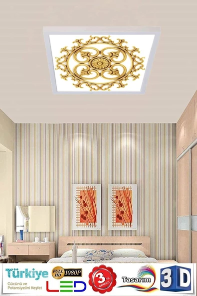 Gökyüzü Panel Şık Ve Modern Tasarım Led Avize, 60x60-54w Beyaz Çerçeve ürün görseli 1